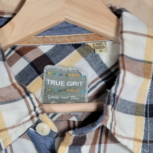 True Grit Button Up Plaid Flannel Men's Small - Picture 3 of 3